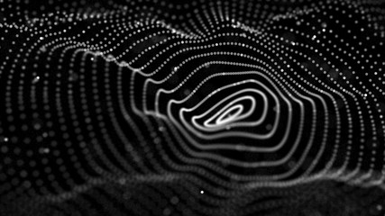 Fototapete - Abstract digital wave particle. Abstract music background. Futuristic point wave. Big data. 3D rendering.