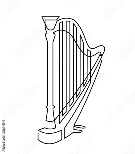 Cuadros en Lienzo Continuous line drawing of Harp linear icon