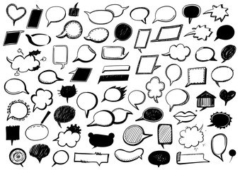 Wall Mural - speech bubbles set hand drawn doodle illustration