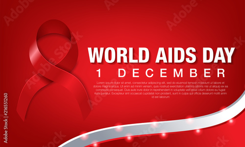 World Aids Day Banner With Red Ribbon Vector Illustration Buy