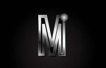 silver metal alphabet letter m logo icon design