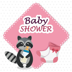 Wall Mural - baby shower card with cute raccoon