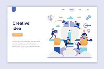 Landing page template of creative idea modern flat design concept. Learning and people concept. Conceptual flat vector illustration for web page, website and mobile website.