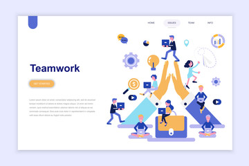 Landing page template of teamwork modern flat design concept. Learning and people concept. Conceptual flat vector illustration for web page, website and mobile website.