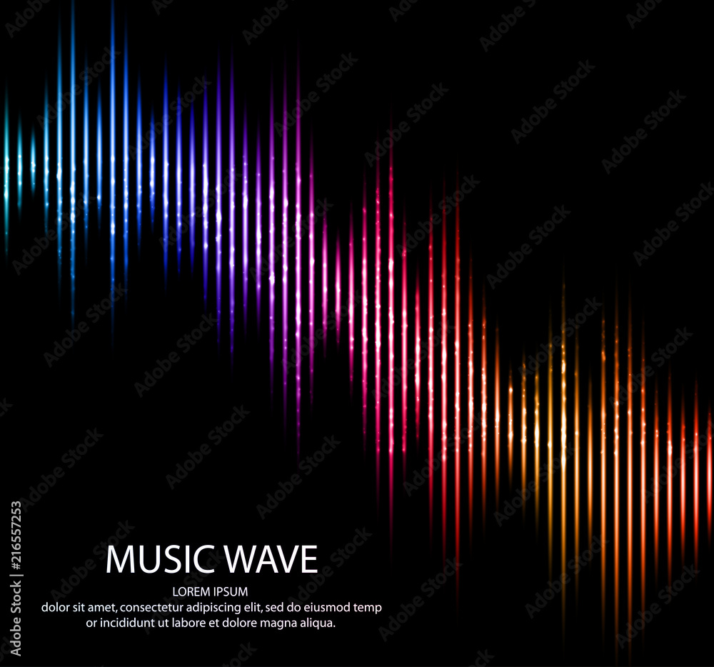 Abstract light futuristic background. Sound waves. Music Digital ...