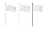 Fototapeta  - White and metallic wawing flag mockup set. Realistic vector template.