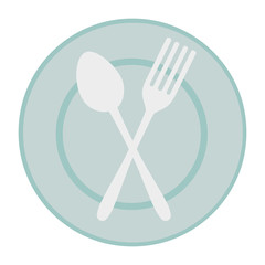 Poster - dish with fork and spoon crossed