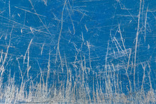 Texture Of Blue Scratched Plastic Or Wood