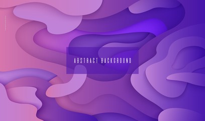 Wall Mural - Trendy gradient ultraviolet layered wallpaper 3d paper art Abstract vector background