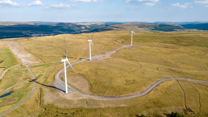 Wall Mural - Wind turbines on a remote Welsh hillside between Tredegar and Rhymney, UK