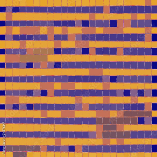 Fotografie, Obraz orange and violet skew square continuous pattern