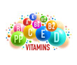 Vitamin, mineral banner of healthy food supplement