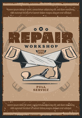 Sticker - Work tools and house repair equipment retro poster