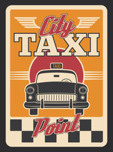 Taxi Car Or Yellow Cab Retro Poster For Transport