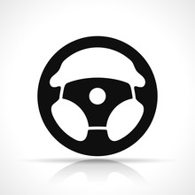 Vector Steering Wheel Black Icon