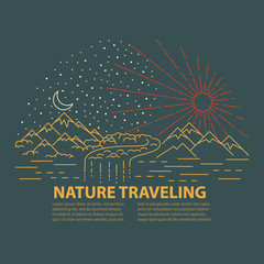 Flat line style travel banner