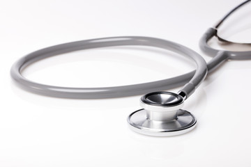 stethoscope closeup isolated white