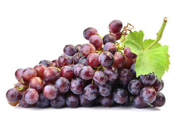 Bunch of grapes on a white background