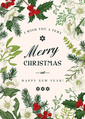 christmas botanical card.
