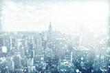 Fototapeta  - View of beautiful New york skyline with snow