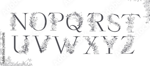 Plakat Rustykalny  alfabet-slubu-inicjaly-z-elementami-botanicznymi-uklad-monogramow