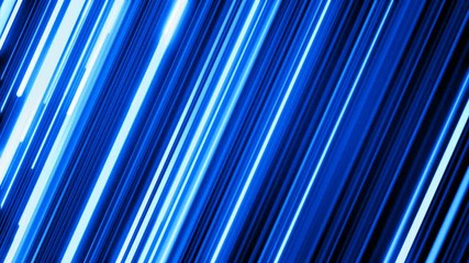 Wall Mural - Beautiful Blue Color Neon Diagonal Stripes Fading on Black. Digital Design Concept. Looped 3d Animation of Glowing Lines 4k Ultra HD 3840x2160.