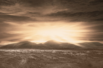 Poster - Dry land with dark cloud on the sky