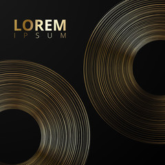 Wall Mural - Black background with golden circles pattern.
