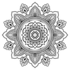 Wall Mural - circular pattern in form of mandala for henna, mehndi, tattoo, decoration. decorative frame ornament