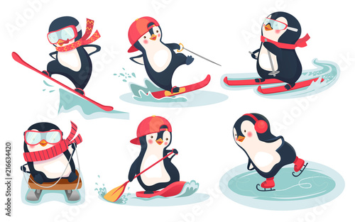 Fotomural seamless pattern with penguins 01