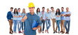 © Viorel Sima - casual team with engineer leader making ok sign in front