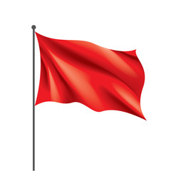 Wall Mural - waving the red flag on a white background