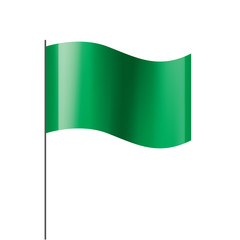 Wall Mural - waving the green flag on a white background