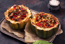 Baked Acorn Squash Stuffed  With Quinoa And Vegetables