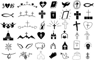 set of 42 christian icons .