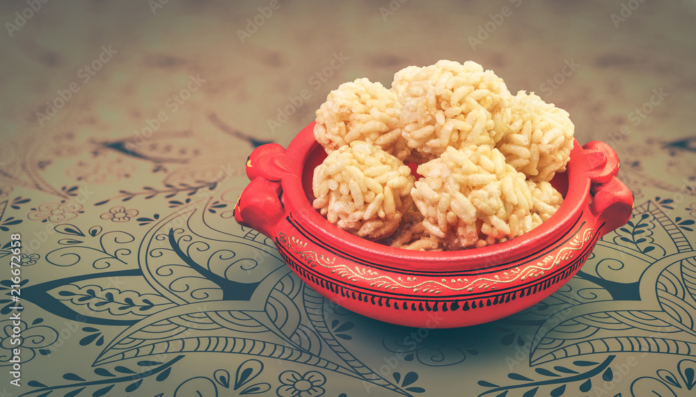 Indian Style Rice Ball Indian Traditional Snacks Puffed Rice Balls Stock Photo | Adobe Stock