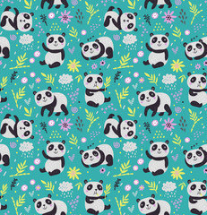 Seamless pattern with pandas