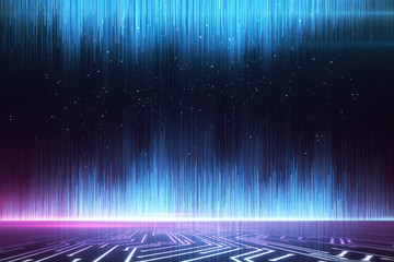 Wall Mural - glowing blue rays wallpaper
