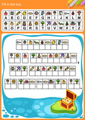 Wall Mural - decode alphabet, Fill in the box. - Worksheet for education.