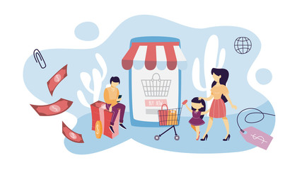 Sticker - Online shopping concept illustration