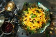 Persian Jeweled Rice / Iranian Pilaf or Pulao overhead view