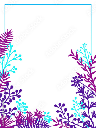 Herbal twigs and branches border vector invitation card.