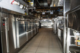 Fototapeta Perspektywa 3d - Professional kitchen, view counter in steel