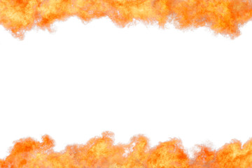 Bright orange flame border template isolated