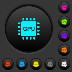 Canvas Print - Graphics processing unit dark push buttons with color icons