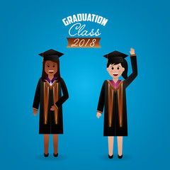 Wall Mural - congratulations graduation sign ribbon students greeting smiling vector illustration