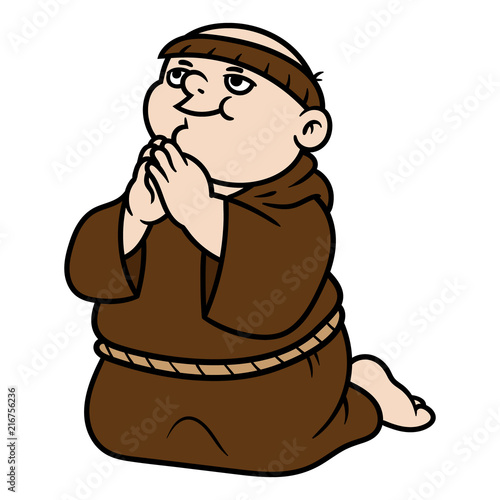 Cartoon Monk Praying Stock Vector | Adobe Stock