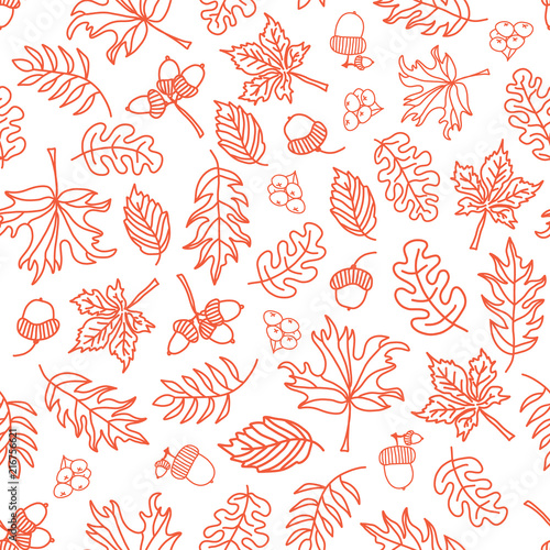 Fotografie, Obraz Seamless vector doodle leaves background