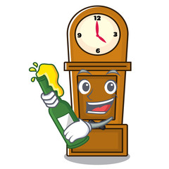 Sticker - With beer grandfather clock mascot cartoon