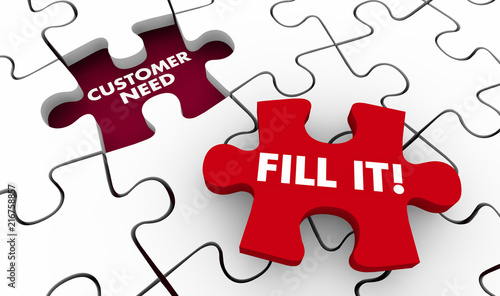 Fotografía Customer Need Meet It Puzzle Pieces 3d Illustration